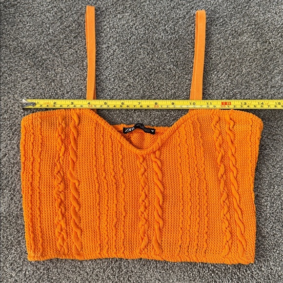 Zara Vibrant Orange Cable Knit Crop Top - Picture 5 of 5